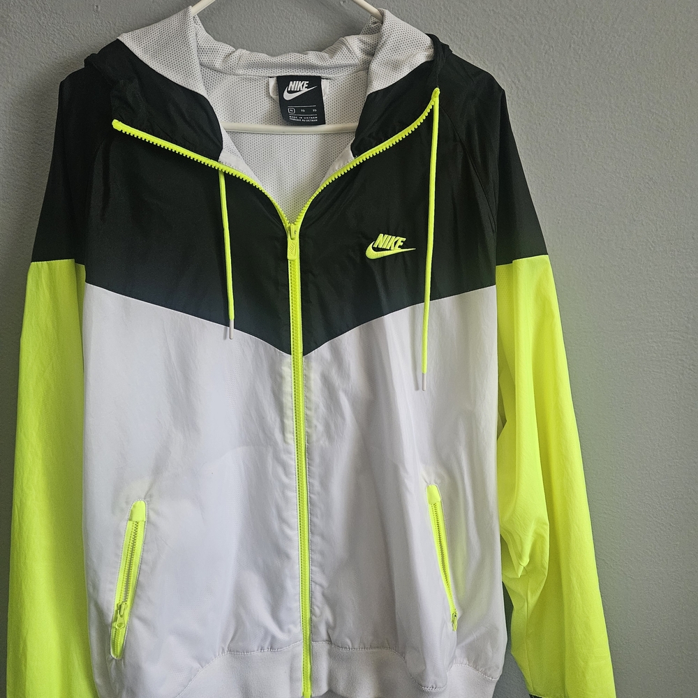 Nike Black and Neon Yellow Hooded Jacket